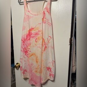Pink and Orange Tie-Dye Sleeveless Dress